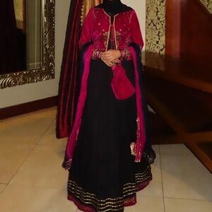 Elegant Red and Black Traditional Dress